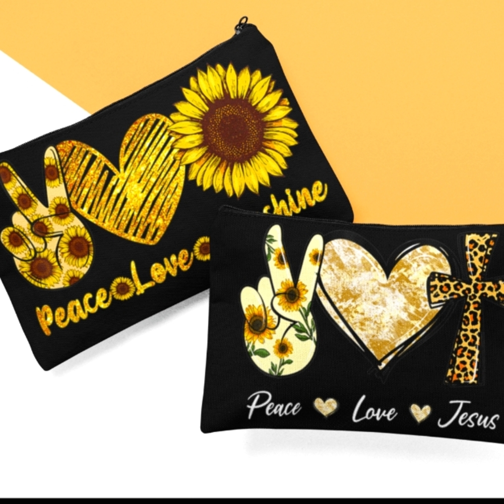 Black Inspirational Makeup Pouches